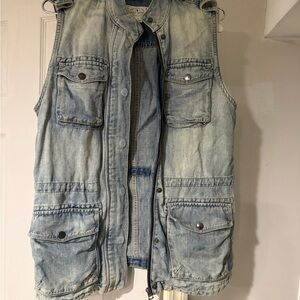 Lucky Brand Light Blue Denim Vest with Pockets